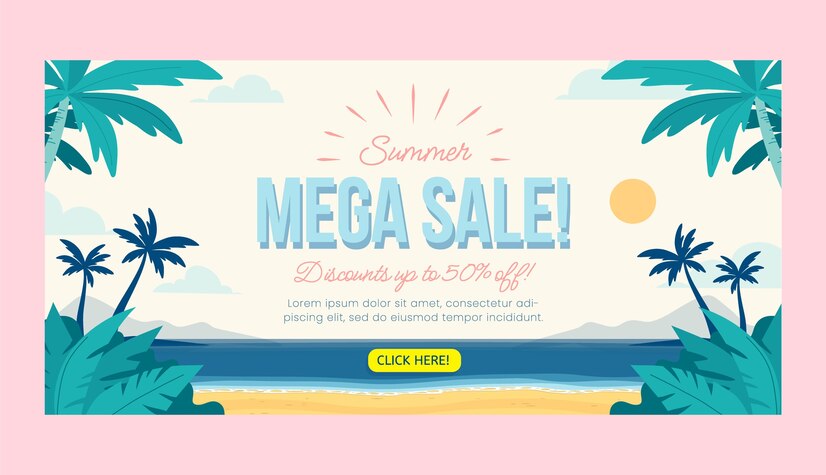 Flat summer sale banner template