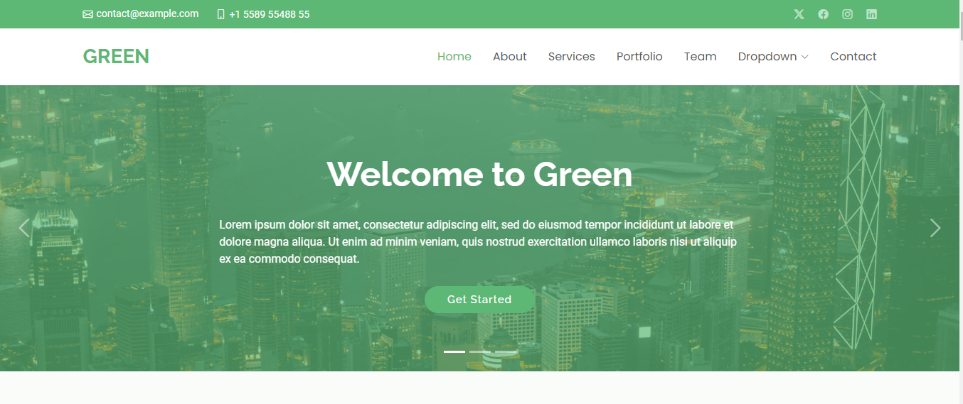 Green - Free one page HTML Bootstrap template